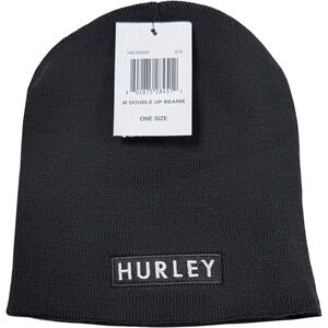 Hurley Double Up Beanie - NWT Adult One Size Black / White - #48529-D5‎